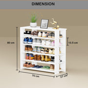 Lukzer 5-Tier Engineered Wood Shoe Rack | Multipurpose Storage Shelf (SR-002/White)