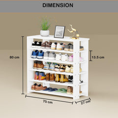 Lukzer 5-Tier Engineered Wood Shoe Rack | Multipurpose Storage Shelf (SR-002/White)