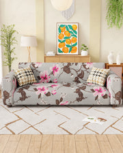 Lukzer Polyester Sofa Cover Pink Flower (SC-013-01)