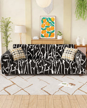 Lukzer Polyester Sofa Cover  Black & White (SC-026-01)