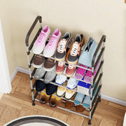 Lukzer Dual-Material Shoe Rack – Silver & Black, 3/4/5/6-Layer Storage Organizer