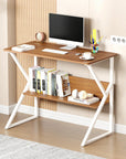 Modern Computer Desk with Built-in Bookshelf (MST-001)