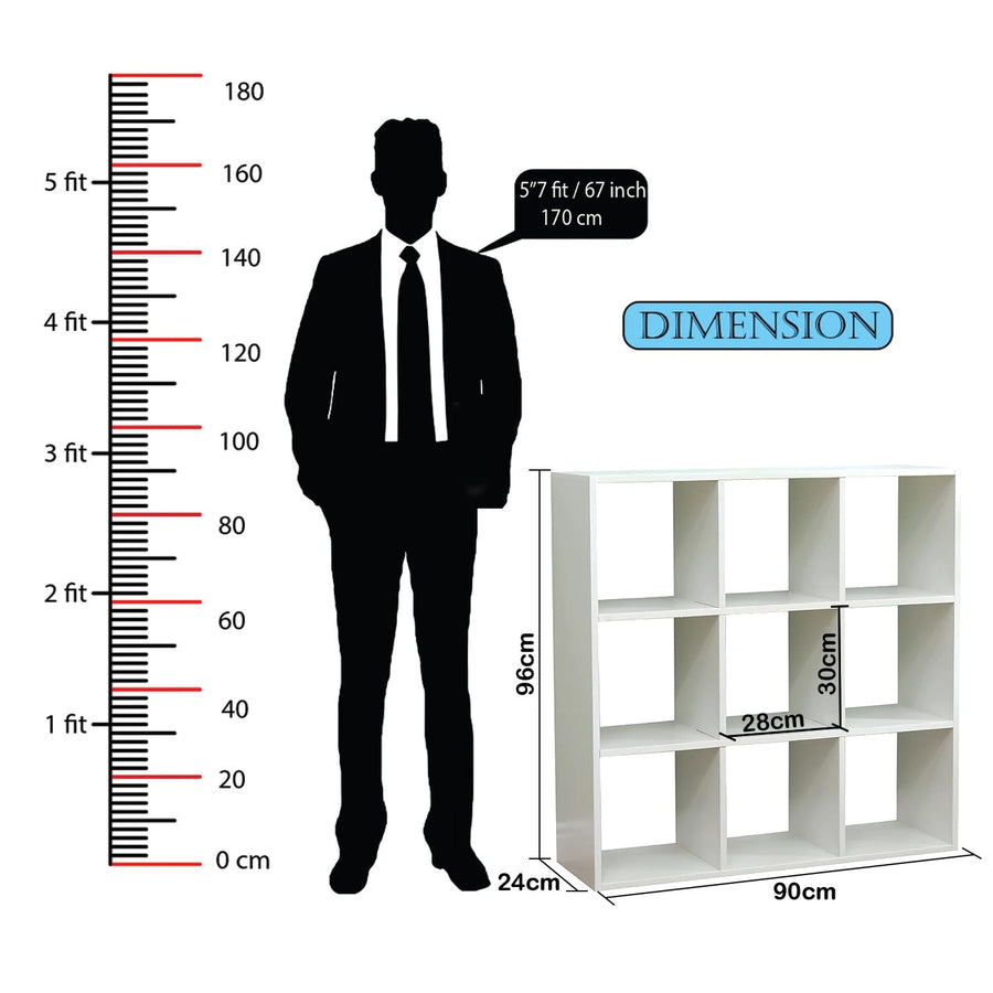 Lukzer Engineered Wood 9-Cube Multipurpose Open Storage Organizer (MR-012/White)