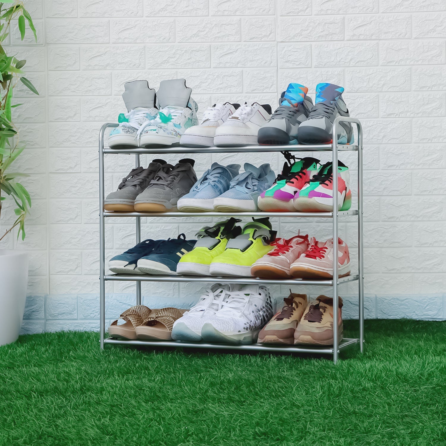 Lukzer Metal Shoe Rack & Open Display Shelf – Durable Storage Organizer
