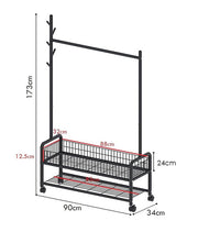Lukzer Heavy-Duty Portable Metal Clothes Rack with Double Rod & Bottom Shelf (MGR-002/Black)