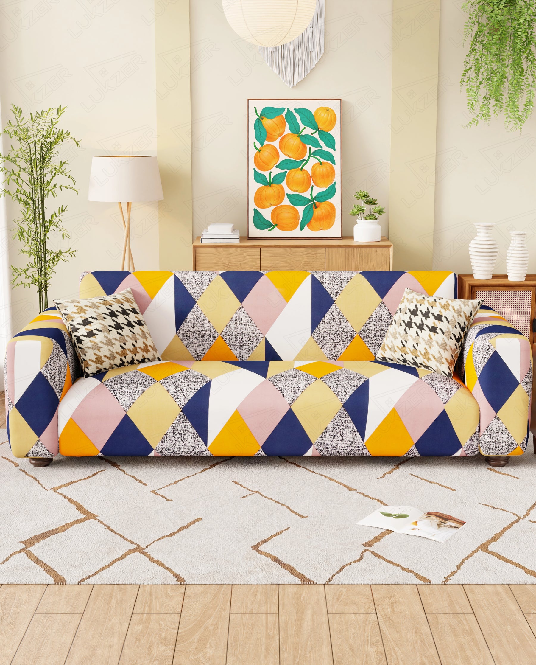 Lukzer Polyester Sofa Cover - Multicolor (SC-044-01)