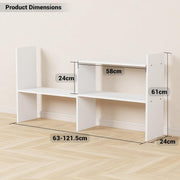 Lukzer Adjustable 5-Tier Bookshelf Multi-Functional Storage Rack Engineered Wood (MR-011/White)