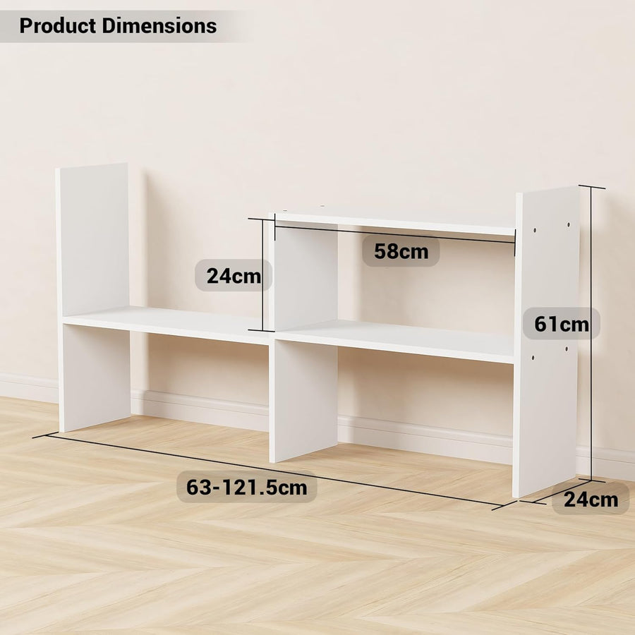 Lukzer Adjustable 5-Tier Bookshelf Multi-Functional Storage Rack Engineered Wood (MR-011/White)