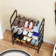 Lukzer Dual-Material Shoe Rack – Silver & Black, 3/4/5/6-Layer Storage Organizer