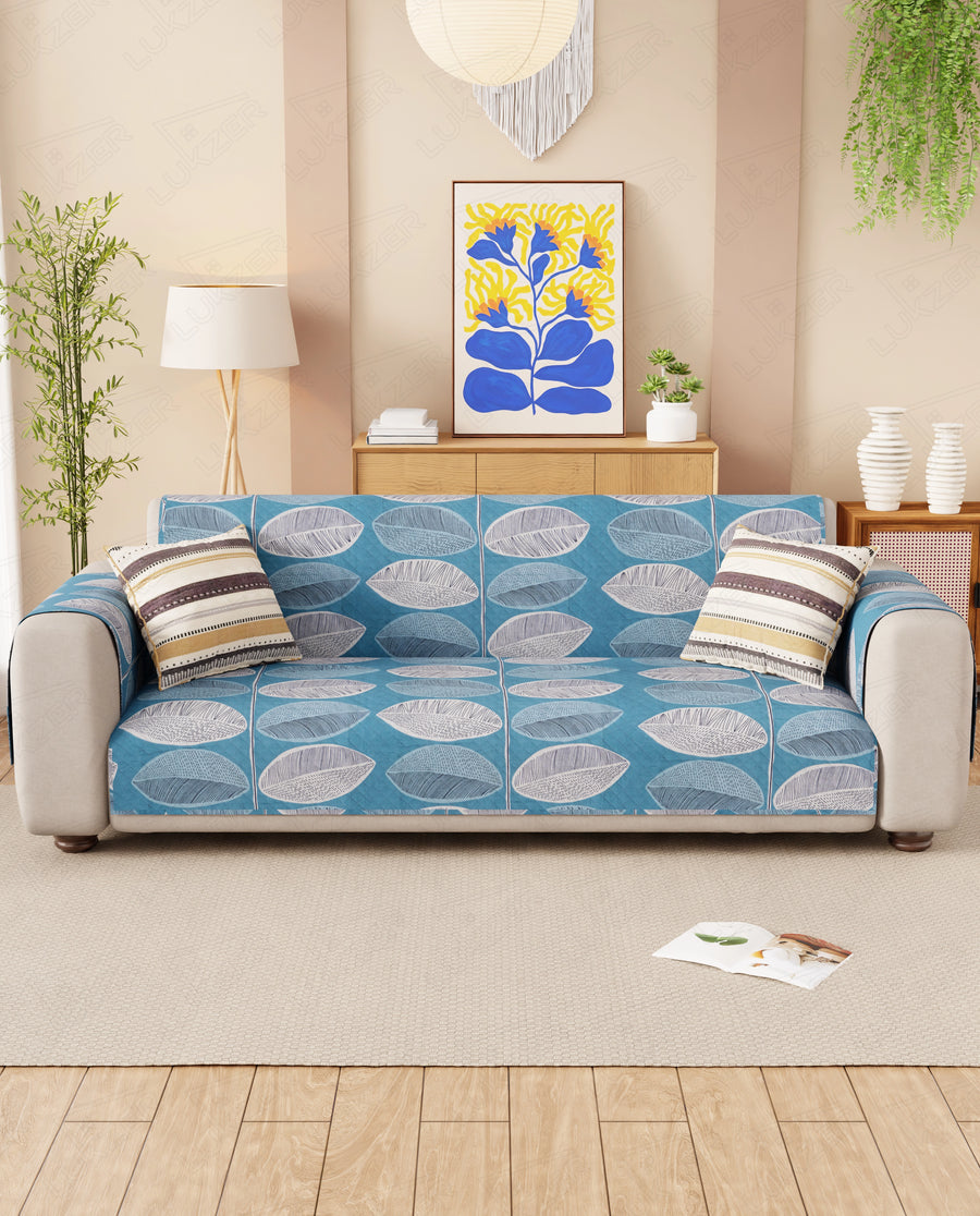 Lukzer Reversible Quilted Sofa Mat with Arms Ocean Breeze (SC-183-01/A)