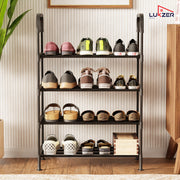 Lukzer 4-Tier Metal & Plastic Space-Saving Shoe Organizer Rack (MSR-004/Black)