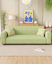 Lukzer Pastel Shades Textured Sofa Cover - Green Curved Diamond (SC-085-01)