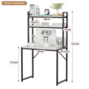 Lukzer 3-Layer Metal & Wooden Computer Desk & Study Table with Bookshelf (MST-006/White)