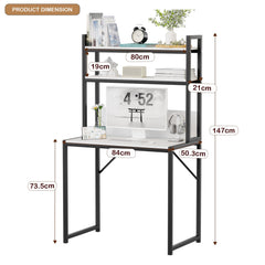 Lukzer 3-Layer Metal & Wooden Computer Desk & Study Table with Bookshelf (MST-006/White)