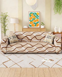Lukzer Polyester Sofa Cover - Beige Lining (SC-021-01)