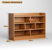 Lukzer Multipurpose 7-Section Storage Rack with 4 Shelves Bookcase Unit (MR-008/Oak Brown)