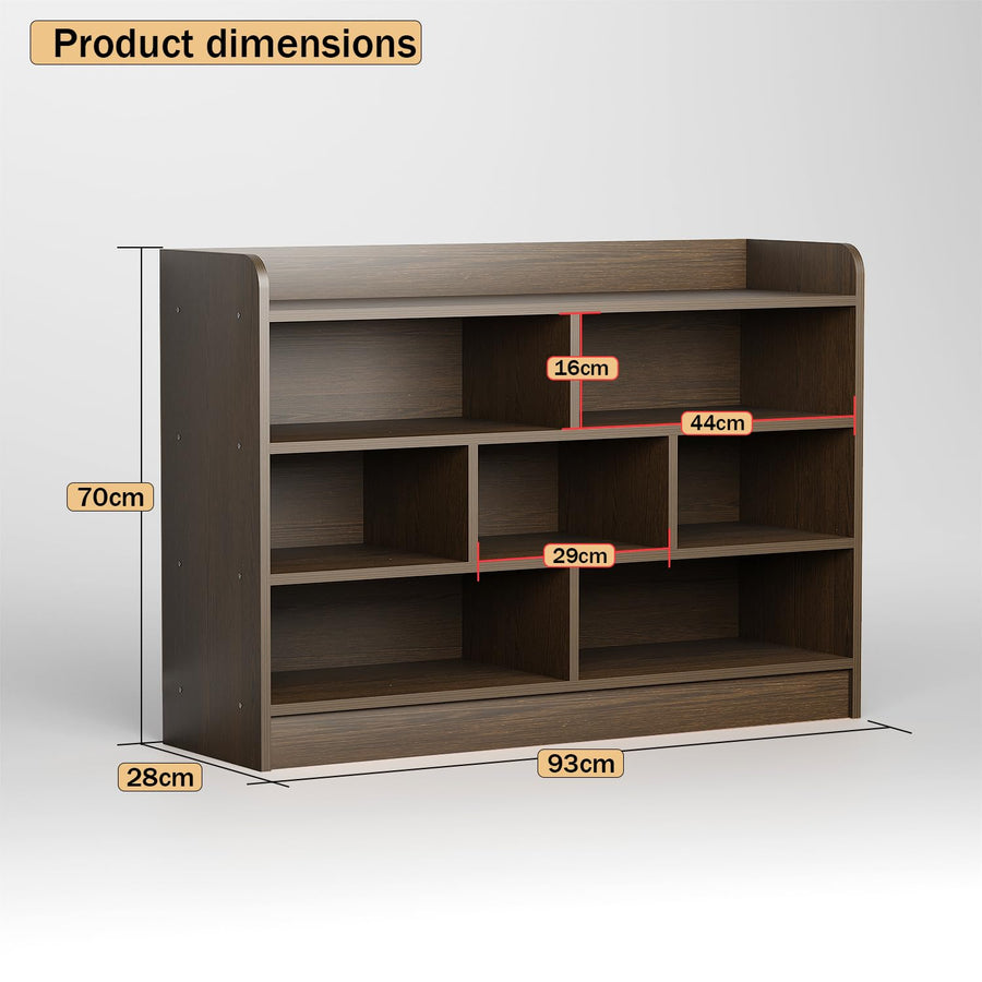 Lukzer Multipurpose 7-Section Storage Rack with 4 Shelves Bookcase & Display Unit (MR-008/Wenge)