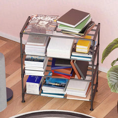 Lukzer Easy DIY Metal & Plastic Bookshelf/Storage Organizer – Black & Silver (3/4/5/6 Layers)