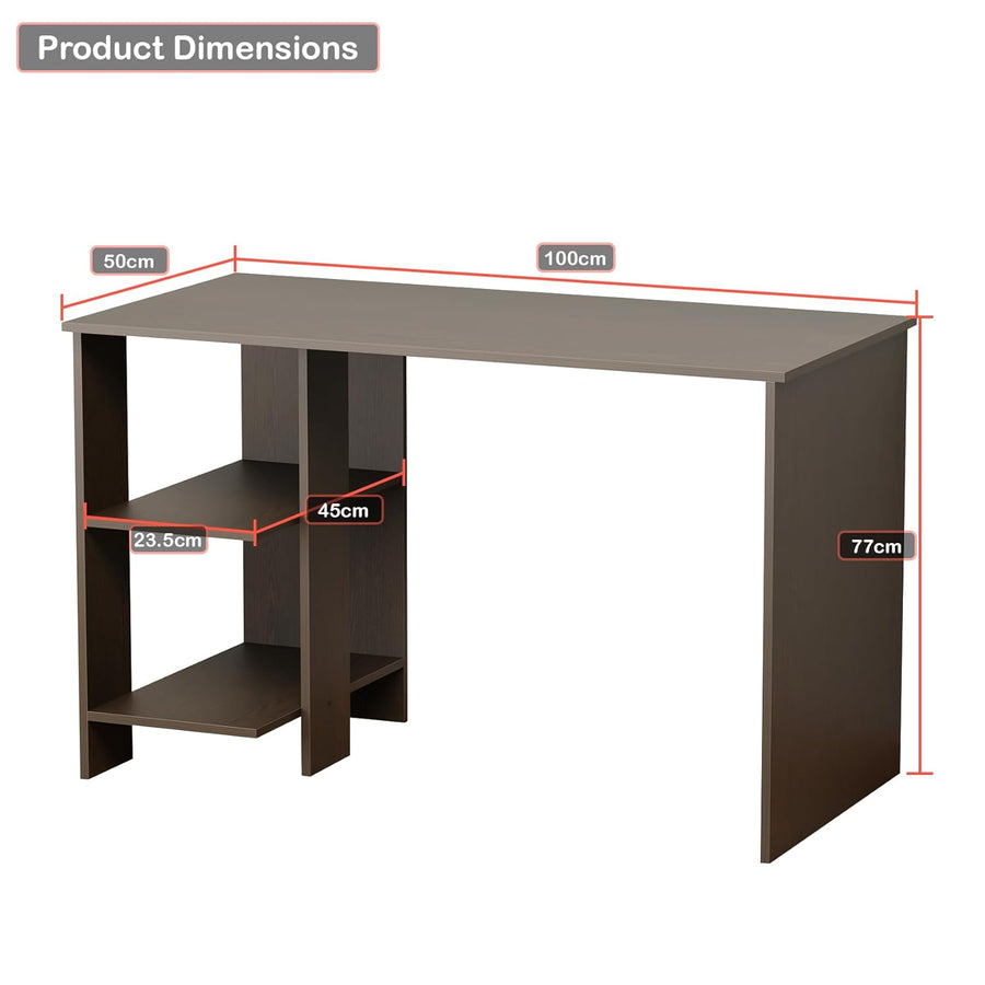 Lukzer Engineered Wood Study & Computer Table Office Desk with Bookshelf (ST-007/ Wenge)