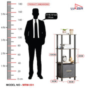 Lukzer 4-Tier Engineered Wood Bookshelf with Fabric Drawer (MRM-001/Wenge)