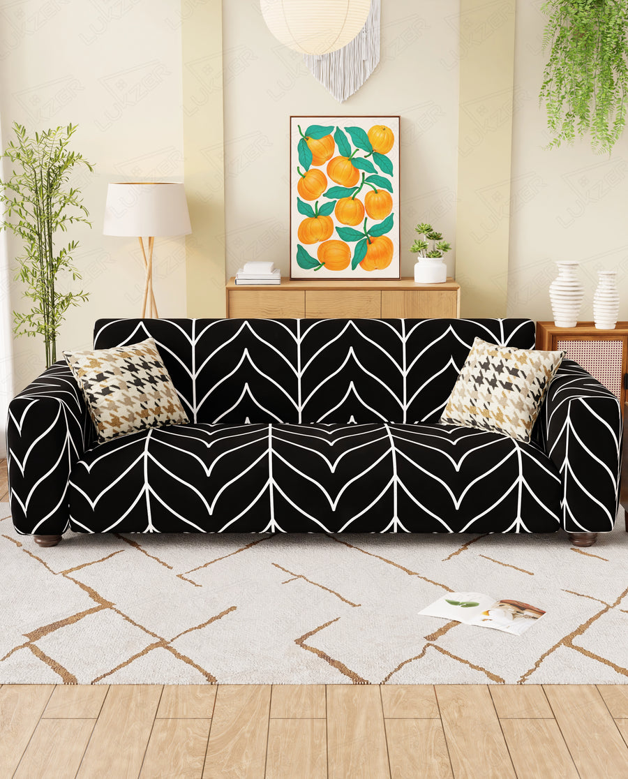 Lukzer Polyester Sofa Cover Black Stripe (SC-027-01)