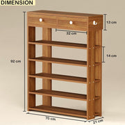 Lukzer 5-Tier Shoe Rack with Storage Drawers Engineered Wood Shoe Organizer (SR-001/Oak Brown)