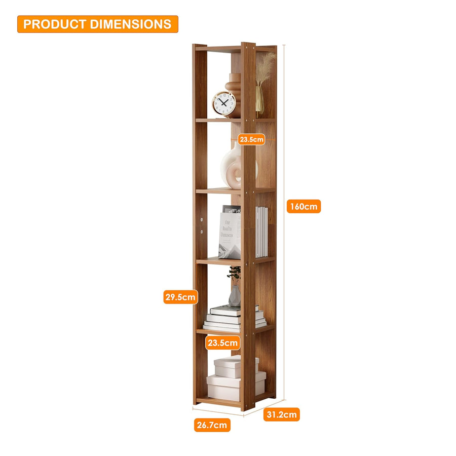 Lukzer Engineered Wood Multipurpose Bookshelf & Storage Organiser (MR-019/Oak Brown)