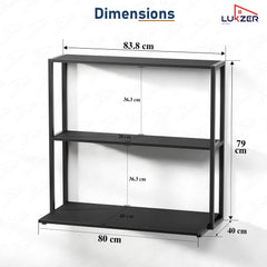 Lukzer Wall Mounted Study Table with Multipurpose Storage Shelves (MMR-007/Black & Black)