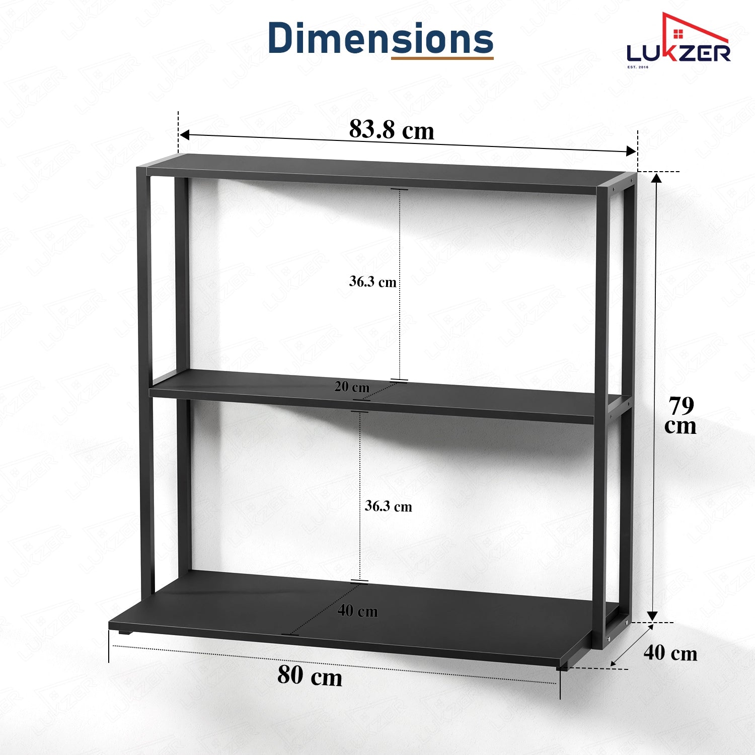 Lukzer Wall Mounted Study Table with Multipurpose Storage Shelves (MMR-007/Black & Black)