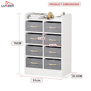 Lukzer 8 Drawer Engineered Wood Storage Organizer Cabinet with Fabric Bins (MR-028/White)