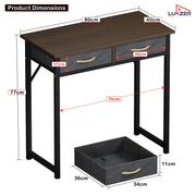 Lukzer Metal & Engineered Wood Office & Study Computer Desk with Drawer (STM-006/Black & Wenge)