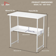 Lukzer Metal & Engineered Wood Kids Study Table with Open Shelf (MST-004S/White & White)