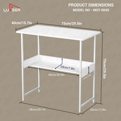 Lukzer Metal & Engineered Wood Kids Study Table with Open Shelf (MST-004S/White & White)
