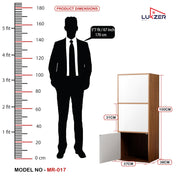 Lukzer 3-Tier Engineered Wood Cabinet Bookshelf Organizer with Magnetic Doors (MR-017/Oak Brown)
