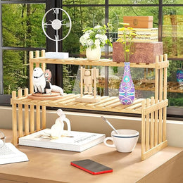 Lukzer Multipurpose Standing Shelf Rack for Kitchen Organizer | Bamboo Storage Rack for for Books, Plants, Decor & More | Lightweight, Durable Organizer for Living Room, Balcony & Office - (2,3,5,6 Tier)