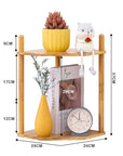 Lukzer Bamboo 2-Tier Corner Shelf Rack | Wooden Hexagon Side Table for Kitchen, Bathroom, Living Room, Office | Multipurpose Storage Organizer Stand for Plants, Books & Decor