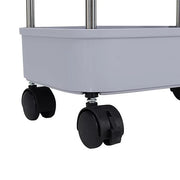 Lukzer 3-Tier Rolling Utility Cart with Trash Bin | Slim Plastic & Steel Organizer (PMR-007/Grey)