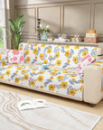 Lukzer Quilted Reversible Sofa Cover Mat with Arms | Polyester Blend 350 GSM Full Coverage & Back Belt for Stability | Washable Furniture Protector.