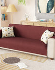 Lukzer Quilted Stipple Blue Sofa Cover Mat with Storage Side Pocket | 350 GSM Polyester Blend Full Coverage with Arms & Back Belt | Machine Washable Sofa Runner.