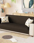 Lukzer Quilted Stipple Blue Sofa Cover Mat with Storage Side Pocket | 350 GSM Polyester Blend Full Coverage with Arms & Back Belt | Machine Washable Sofa Runner.