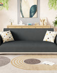 Lukzer Quilted Stipple Blue Sofa Cover Mat with Storage Side Pocket | 350 GSM Polyester Blend Full Coverage with Arms & Back Belt | Machine Washable Sofa Runner.