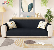 Lukzer Quilted Stipple Blue Sofa Cover Mat with Storage Side Pocket | 350 GSM Polyester Blend Full Coverage with Arms & Back Belt | Machine Washable Sofa Runner.