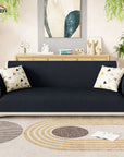 Lukzer Quilted Stipple Blue Sofa Cover Mat with Storage Side Pocket | 350 GSM Polyester Blend Full Coverage with Arms & Back Belt | Machine Washable Sofa Runner.