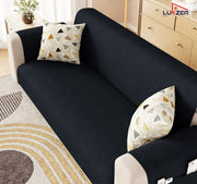 Lukzer Quilted Stipple Blue Sofa Cover Mat with Storage Side Pocket | 350 GSM Polyester Blend Full Coverage with Arms & Back Belt | Machine Washable Sofa Runner.