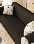 Lukzer Quilted Stipple Blue Sofa Cover Mat with Storage Side Pocket | 350 GSM Polyester Blend Full Coverage with Arms & Back Belt | Machine Washable Sofa Runner.