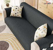 Lukzer Quilted Stipple Blue Sofa Cover Mat with Storage Side Pocket | 350 GSM Polyester Blend Full Coverage with Arms & Back Belt | Machine Washable Sofa Runner.