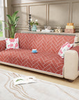Lukzer Quilted Reversible Sofa Cover Mat with Arms | Polyester Blend 350 GSM Full Coverage & Back Belt for Stability | Washable Furniture Protector.