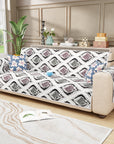 Lukzer Quilted Reversible Sofa Cover Mat with Arms | Polyester Blend 350 GSM Full Coverage & Back Belt for Stability | Washable Furniture Protector.