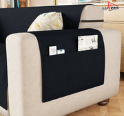 Lukzer Quilted Stipple Blue Sofa Cover Mat with Storage Side Pocket | 350 GSM Polyester Blend Full Coverage with Arms & Back Belt | Machine Washable Sofa Runner.