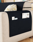 Lukzer Quilted Stipple Blue Sofa Cover Mat with Storage Side Pocket | 350 GSM Polyester Blend Full Coverage with Arms & Back Belt | Machine Washable Sofa Runner.